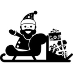 Santa Claus on a sled with gifts