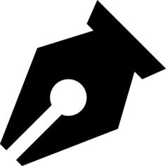 Black pen point in diagonal for writing interface symbol