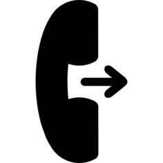 Call symbol of telephone auricular with an arrow facing and pointing to right