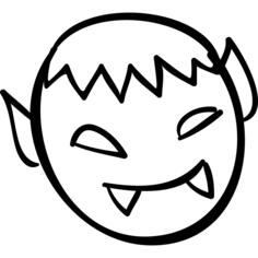 Halloween monster face with fangs