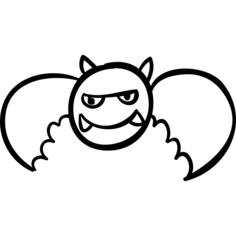 Halloween winged monster with horns and fangs