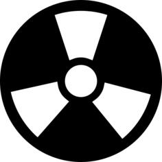 Radiation circular symbol with three rays