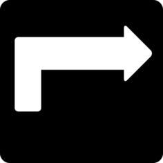 Right arrow angle inside a square