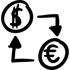 Currencies exchange handmade symbol of dollars and euros