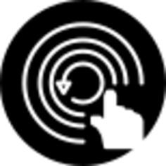 Surveillance symbol of a hand on a circle with concentric circular lines