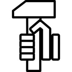Hand holding pick hammer