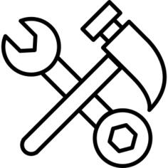 Wrench and pick hammer outline