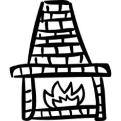 砖壁炉与火焰的