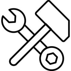 Wrench and bolt tool with hammer outline