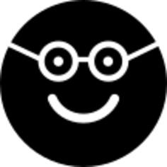 Nerd happy smiling face in rounded square face