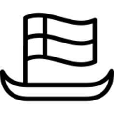 Boat with flag outline
