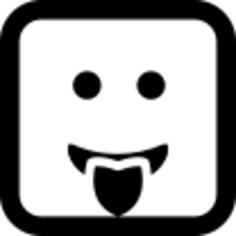 Emoticon square rounded face with tongue out of the mouth