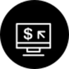 Computer cash symbol in a circle