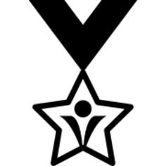 Star shaped medal hanging of a ribbon