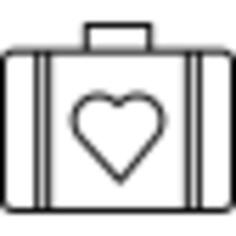 Suitcase of black case with a heart shape
