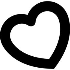 Heart rotated outlined shape symbol