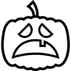 Halloween pumpkin sad scared face outline