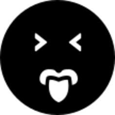 Emoticon square face with closed eyes and tongue out