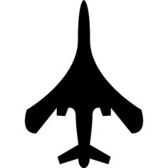 Airplane top or bottom view of black silhouette shape