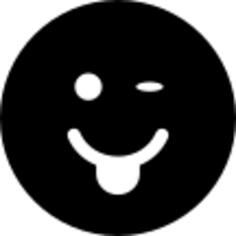 Winking emoticon with tongue out of mouth and square face shape