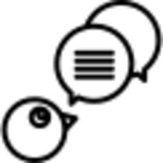 Speech bubbles outline symbol in a circle