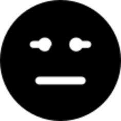 Emoticon square face with straight mouth and eyes lines