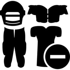 Rugby player clothes equipment with a minus symbol