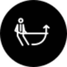 Person with up arrow thin outline circular symbol