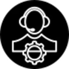 Person or personal setting outline symbol in a circle