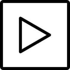 方形按钮轮廓中的右箭头三角形