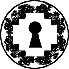 Keyhole in pixelated rhomb shape inside a circle