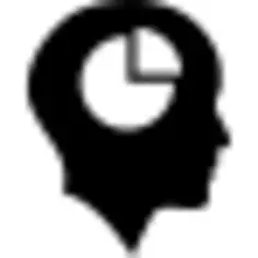 Bald head with pie graphic inside