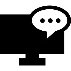 Monitor and rounded speech bubble