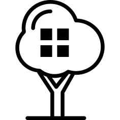 Tree with four squares silhouette