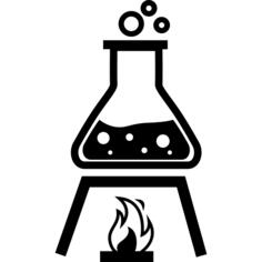 Heating a flask with testing liquid on fire flames