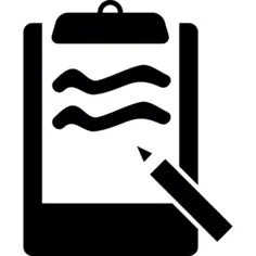 Writing on clipboard with paper