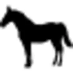 Horse black shape standing facing left