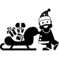 Santa Claus and his sled full of gifts