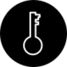 Key outline password interface symbol inside a circle