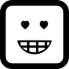 Emoticon in love face in a square