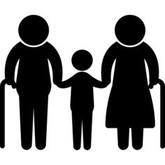 Grandmother and grandfather with child familiar silhouettes