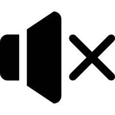 Mute speaker symbol of interface with a cross