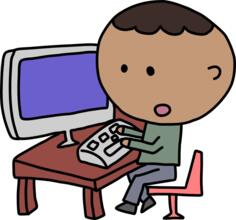 African man and computer