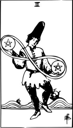 Two of pentacles card