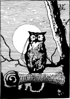 Owl on a branch silhouette