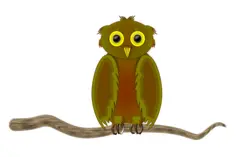 Owl on a branch cartoon image