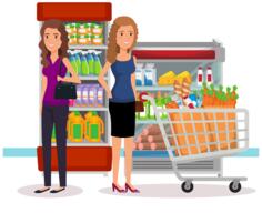 Two women at the supermarket