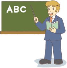 Male teacher teaching alphabet