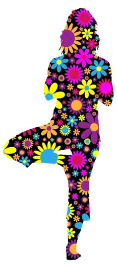 Floral woman in yoga pose