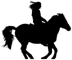 Woman riding horse vector silhouette